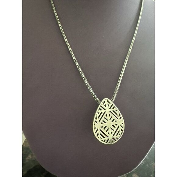 Brighton MERCER DROP Teardrop Silver LONG Pendant Necklace  CP - Picture 2 of 5